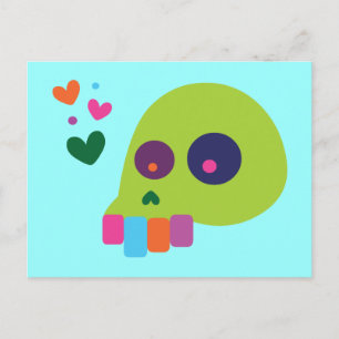 Buntes Regenbogen-Totenkopf Postkarte