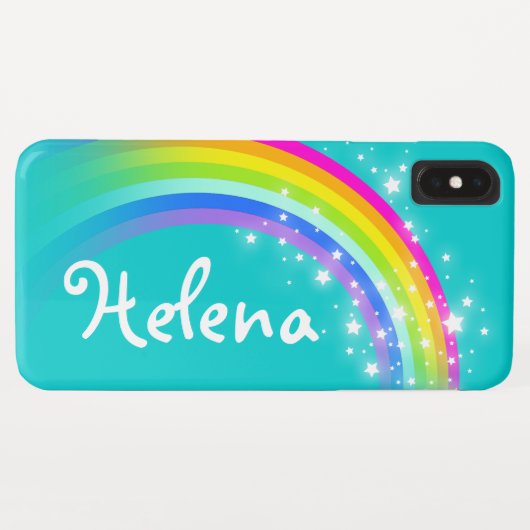 Buntes Regenbogennamensaqua der Mädchen Case-Mate iPhone Hülle (Rückseite (Horizontal))