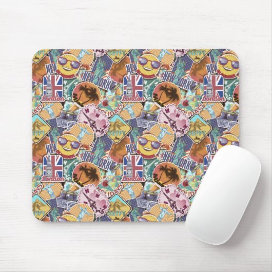 Buntes Reise-Aufkleber-Muster Mousepad (Mit Mouse)