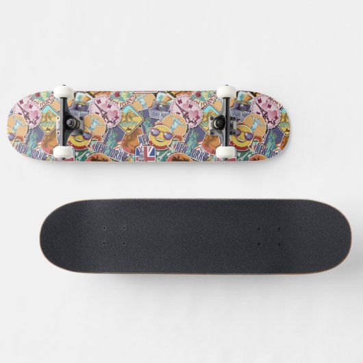 Buntes Reise-Aufkleber-Muster Skateboard (Horizontal)