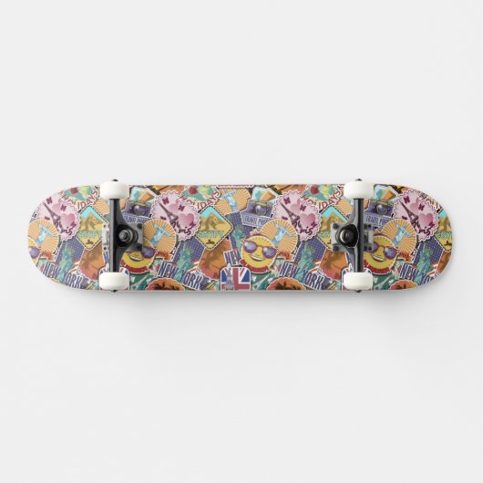 Buntes Reise-Aufkleber-Muster Skateboard (Horizontal)