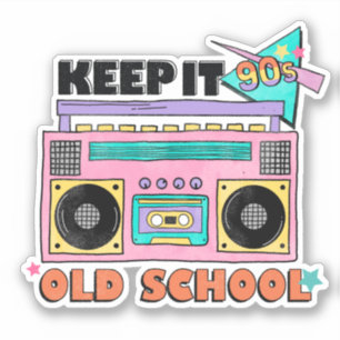 Buntes Retro-90er-Neon-Boombox-Behalte-Altmodisch Aufkleber