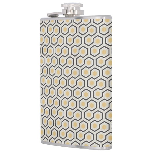 Buntes Retro Bienenwaben-Gitterfeld Flachmann (Links)