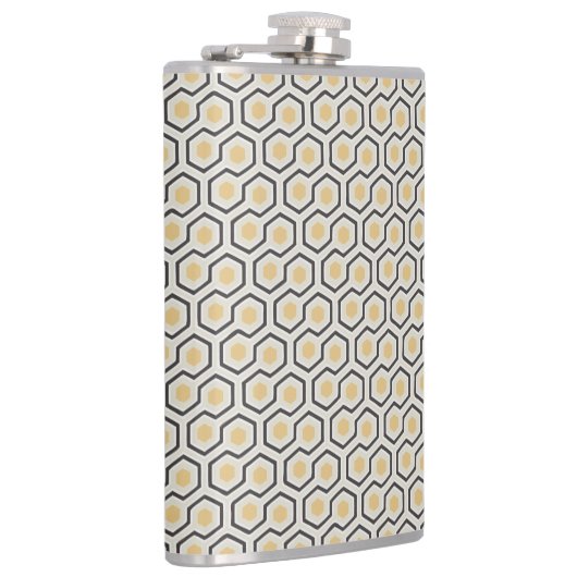 Buntes Retro Bienenwaben-Gitterfeld Flachmann (Rechts)