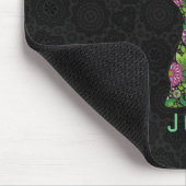 Buntes Retro-Blumen-Elefant Monogramm Mousepad (Ecke)