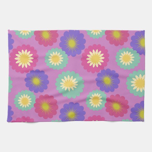 Buntes Retro-Blumen-Küchentuch Geschirrtuch (Horizontal)