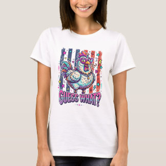 Buntes Retro-Cartoon-Huhn mit Herzbrille  T-Shirt