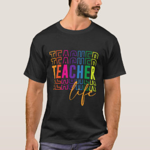 Buntes Retro-Lehrerleben für Frauen und Erzieher T-Shirt