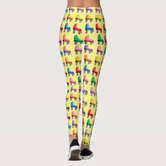 Buntes Retro Rollen-Blatt-Muster Leggings (Rückseite)