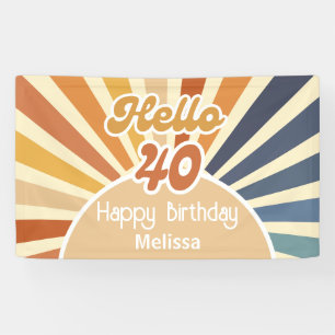 Buntes Retro-Sonne Groovy Wave Hallo 40. Geburtsta Banner