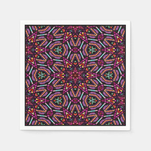 Buntes Retro türkisches Mosaik-Kaleidoskop-Muster Serviette