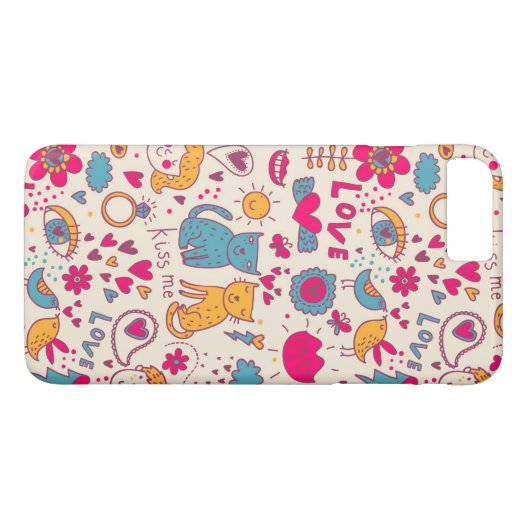 Buntes romantisches Muster Case-Mate iPhone Hülle (Rückseite (Horizontal))