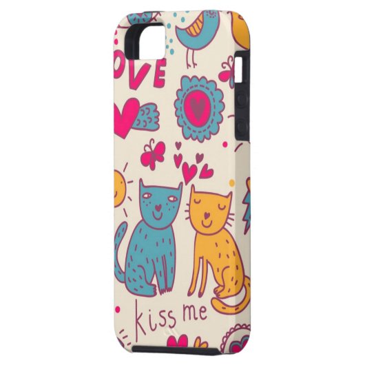 Buntes romantisches Muster Case-Mate iPhone Hülle (Rückseite Links)