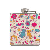 Buntes romantisches Muster Flachmann (Rückseite)