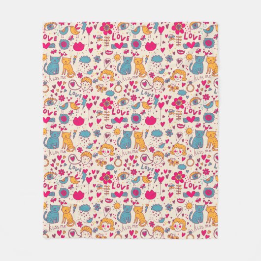 Buntes romantisches Muster Fleecedecke (Vorderseite)