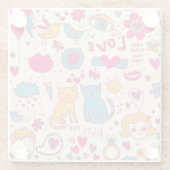 Buntes romantisches Muster Glasuntersetzer (Rückseite)