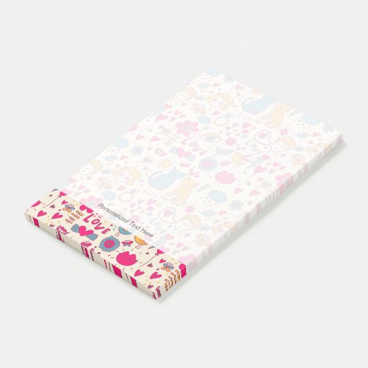 Buntes romantisches Muster Post-it Klebezettel (angewinkelt)