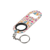 Buntes romantisches Muster Schlüsselanhängerflaschenöffner (Rückseite Schrägansicht)