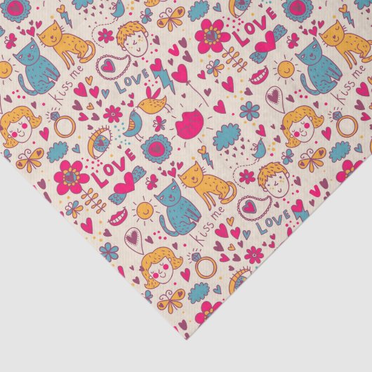 Buntes romantisches Muster Seidenpapier (Ausschnitt)