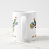 Buntes Rosella plappert riesige Tasse nach (Rückseite)