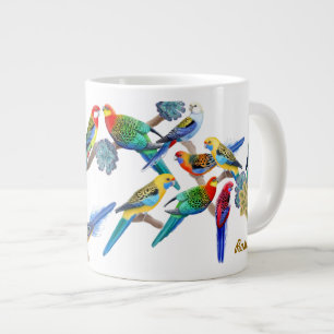 Buntes Rosella plappert riesige Tasse nach