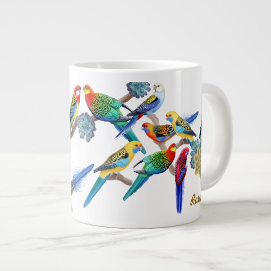 Buntes Rosella plappert riesige Tasse nach (Vorderseite Rechts)