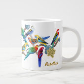 Buntes Rosella plappert riesige Tasse nach (Rechts)