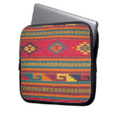 Buntes rotes aztekisches Muster Laptopschutzhülle (Vorderseite Links)