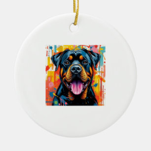 Buntes Rottweiler Pop-Art � Vibranter Splash-Stil Keramik Ornament