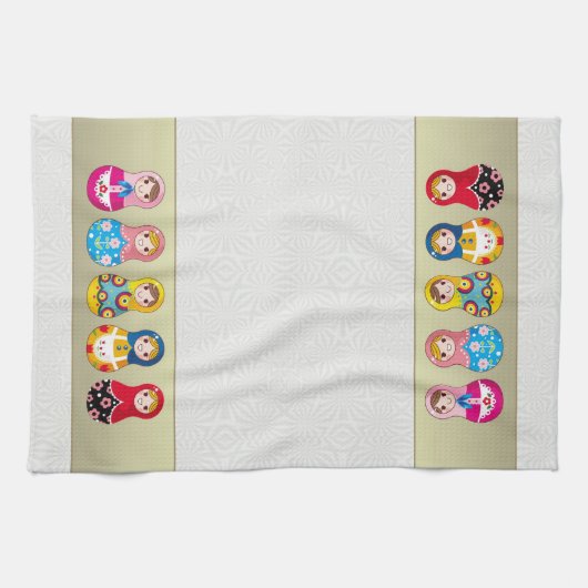 Buntes Russe Matrioshka (Matreshka) Puppe Tuch (Horizontal)