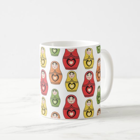 Buntes russisches Puppen-Muster Kaffeetasse (VorderseiteRechts)