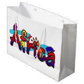 Buntes Safarilogo Afrika-Spaßes Große Geschenktüte (Vorderseite Schrägansicht)