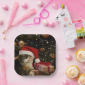 Buntes Santa-Kätzchen-Papiertablett Pappteller (Party)