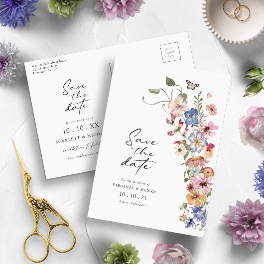 Buntes Save The Date Postkarte