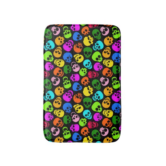 Buntes Schädelmuster im Schwarzen Badematte (Vorderseite Vertikal)