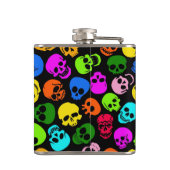 Buntes Schädelmuster im Schwarzen Flachmann (Rückseite)