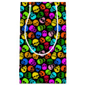 Buntes Schädelmuster im Schwarzen Kleine Geschenktüte (Vorderseite)