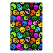 Buntes Schädelmuster im Schwarzen Mini Klemmbrett (Rückseite)