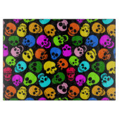 Buntes Schädelmuster im Schwarzen Schneidebrett (Vorderseite)