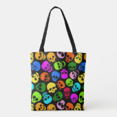 Buntes Schädelmuster im Schwarzen Tasche (Rückseite)