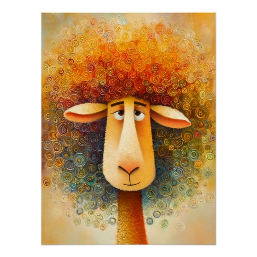 Buntes Schaf – Fantasie Illustration Poster (Vorderseite)