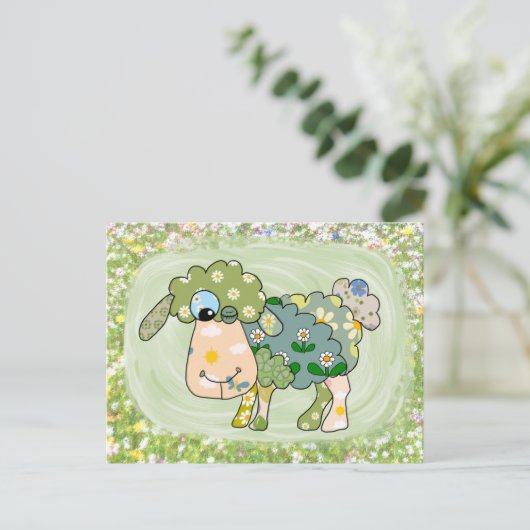 Buntes Schaf Postkarte (Stehend Vorderseite)