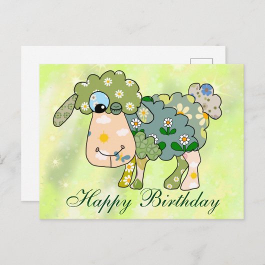 Buntes Schaf Postkarte (Vorne/Hinten)