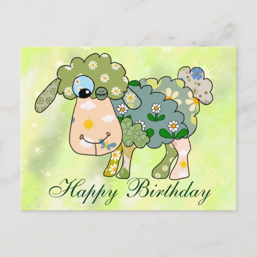 Buntes Schaf Postkarte (Vorderseite)