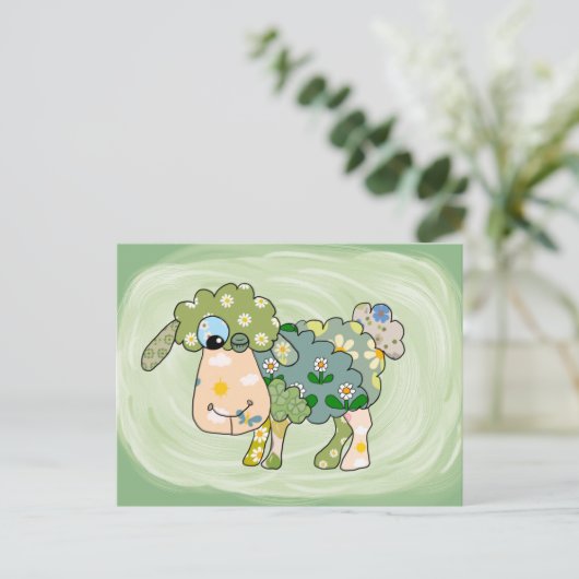Buntes Schaf Postkarte (Stehend Vorderseite)