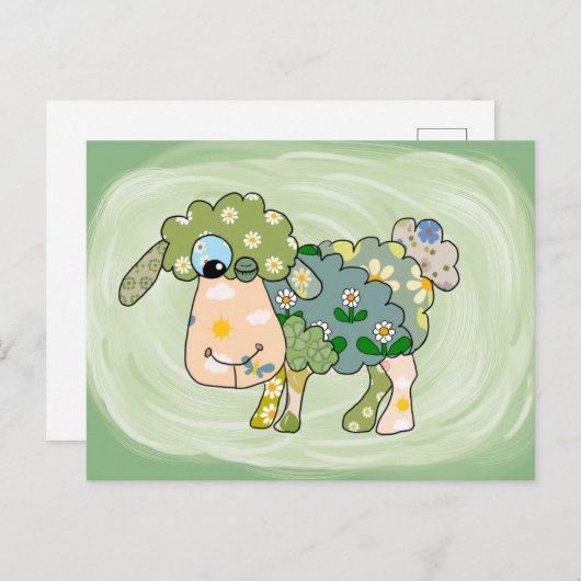 Buntes Schaf Postkarte (Vorne/Hinten)