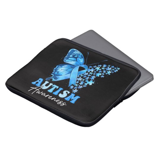 Buntes Schmetterling-Rätsel Laptopschutzhülle (Vorne Oben)