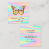 buntes Schmetterlinglogo, quadratische Visitenkart Quadratische Visitenkarte (Vorne/Hinten)