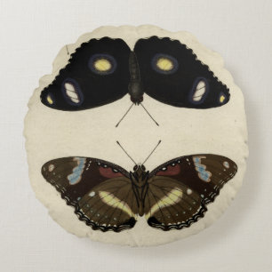 Buntes Schmetterlings-Gemisch auf Sahnehintergrund Rundes Kissen