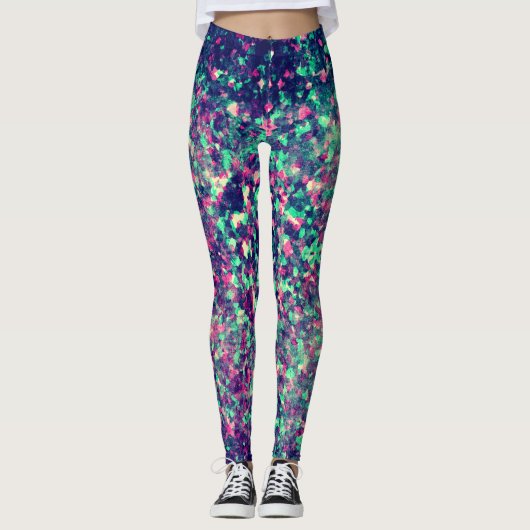 Buntes Schmutz-Kaleidoskop-Muster Leggings (Vorderseite)